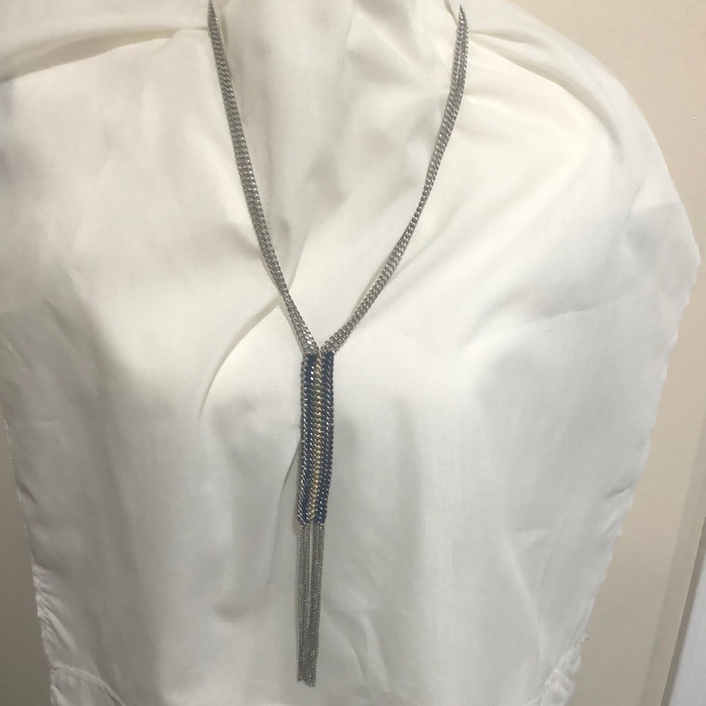 Stella & Dot Tessa Fringe Silver Toned Necklace - Picture 2 of 10